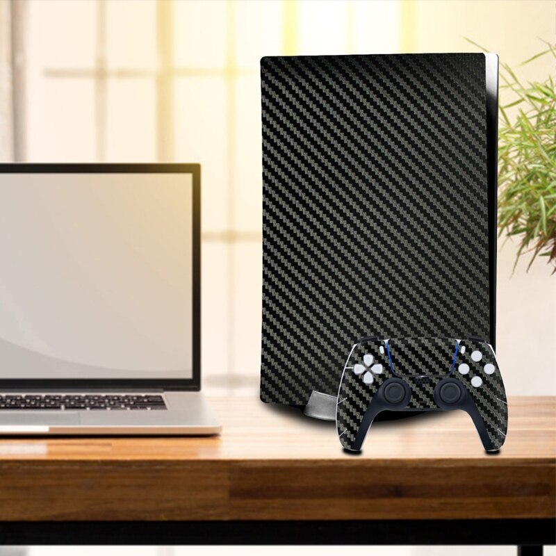 Carbon Fibre Stickers Decals For PS5 Console And Game Controller For -Sony -Playstation 5 CD-ROM Version - Image 4