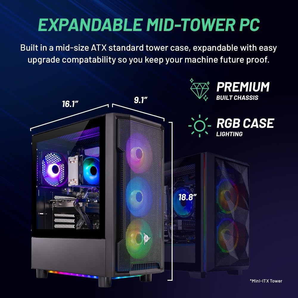 Skytech Gaming Shadow Gaming PC, Intel i5 13400F 2.5GHz, NVIDIA RTX 5060, 1TB NVMe SSD, 16GB DDR5 RAM 6000, 650W Gold PSU, Wi-Fi, Win 11, Desktop - Image 8