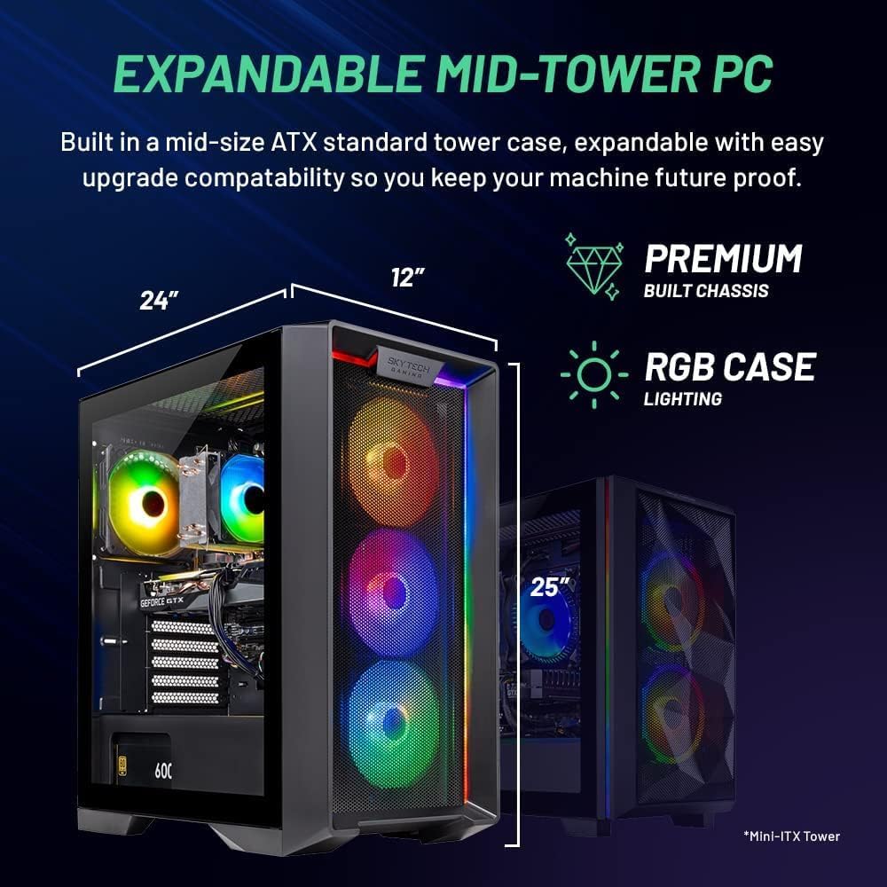 Skytech Gaming Nebula Gaming PC Desktop – AMD Ryzen 5 3600 3.6 GHz, NVIDIA GTX 1650, 500GB NVME SSD, 16GB DDR4 RAM 3200, 600W Gold PSU, 11AC Wi-Fi, Windows 11 Home 64-bit,Black - Image 6