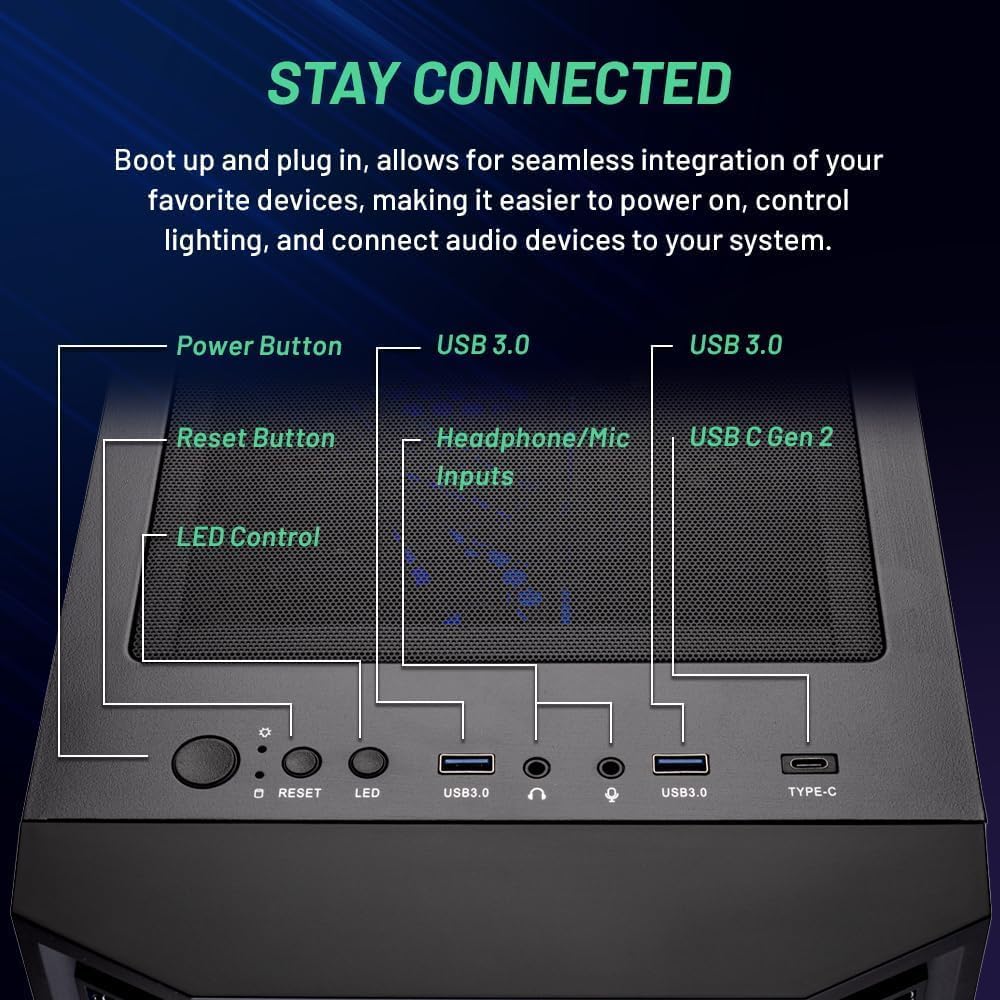Skytech Gaming Shadow Gaming PC, Intel i5 13400F 2.5GHz, NVIDIA RTX 5060, 1TB NVMe SSD, 16GB DDR5 RAM 6000, 650W Gold PSU, Wi-Fi, Win 11, Desktop - Image 10