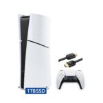 PlayStation 5 Slim Digital with 1TB SSD Storage, Wireless Dualsense Controller - PS5 Gaming System, White [video game] (Renewed) [video game]
