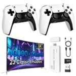 2026 NEW Retro Gaming Console with 40,000+ Video Games, 23 Emulators, 128GB Game Stick 4K, Dual 2.4G Wireless Controllers, Plug & Play Video Games for TV, Retro TV Pixel Console, Gamestick