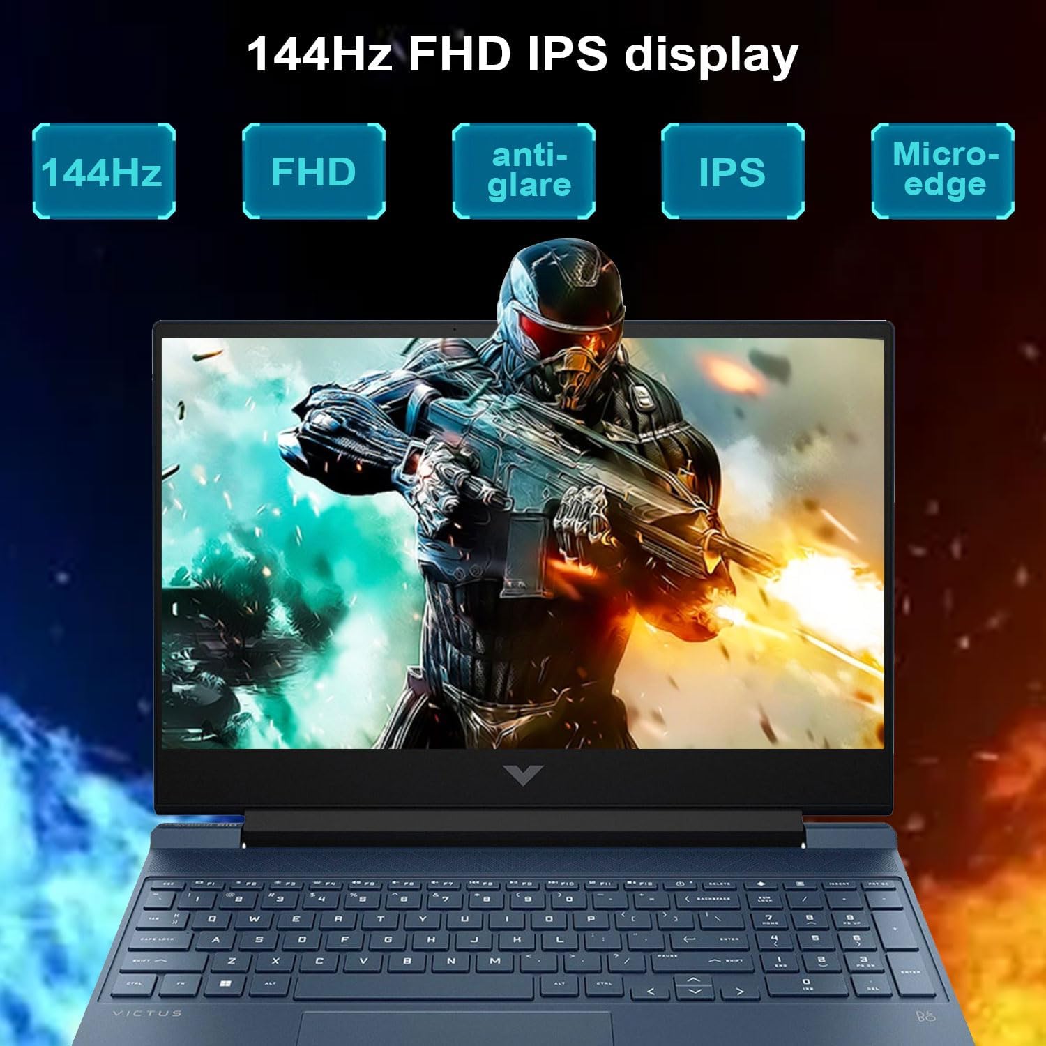 HP Victus 15.6 i5 Gaming Laptop, 15.6" FHD 1920*1080 144Hz, Intel Core i5-12450H, NVIDIA GeForce RTX 3050, 16GB RAM, 1TB SSD, Backlit KB, Touchpad, SD Card Reader, Webcam, HDMI, Wi-Fi 6, W11 H, Blue - Image 3