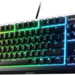 SteelSeries Apex 3 TKL RGB Gaming Keyboard – Tenkeyless Compact Form Factor - 8-Zone RGB Illumination – IP32 Water & Dust Resistant – Whisper Quiet Gaming Switch – Gaming Grade Anti-Ghosting,Black