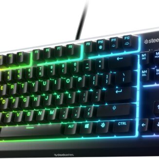 SteelSeries Apex 3 TKL RGB Gaming Keyboard – Tenkeyless Compact Form Factor - 8-Zone RGB Illumination – IP32 Water & Dust Resistant – Whisper Quiet Gaming Switch – Gaming Grade Anti-Ghosting,Black