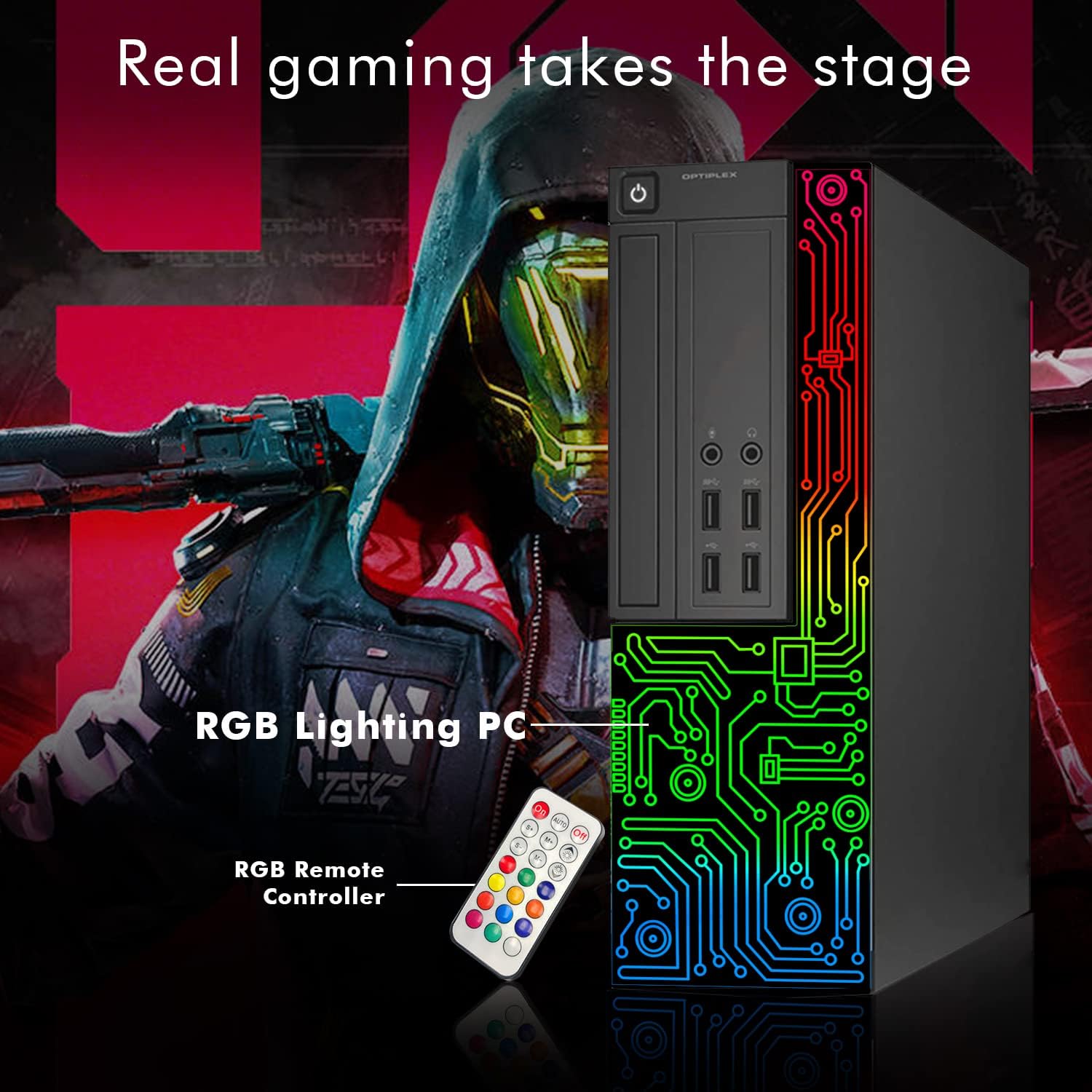 Dell Gaming OptiPlex Desktop RGB Computer PC, Intel Core i7, GeForce GT 1030 2GB GDDR5, 16GB RAM, 512GB SSD, 24 Inch HDMI Monitor, Keyboard Mouse and Headset, WiFi, Windows 11 Pro (Renewed) | Gaming Computer PC, i7 up to 3.6GHz,WiFi, ARGB, 4K Support,HDMI,DVI,Windows 11 Pro, Home or Office PC - Image 4