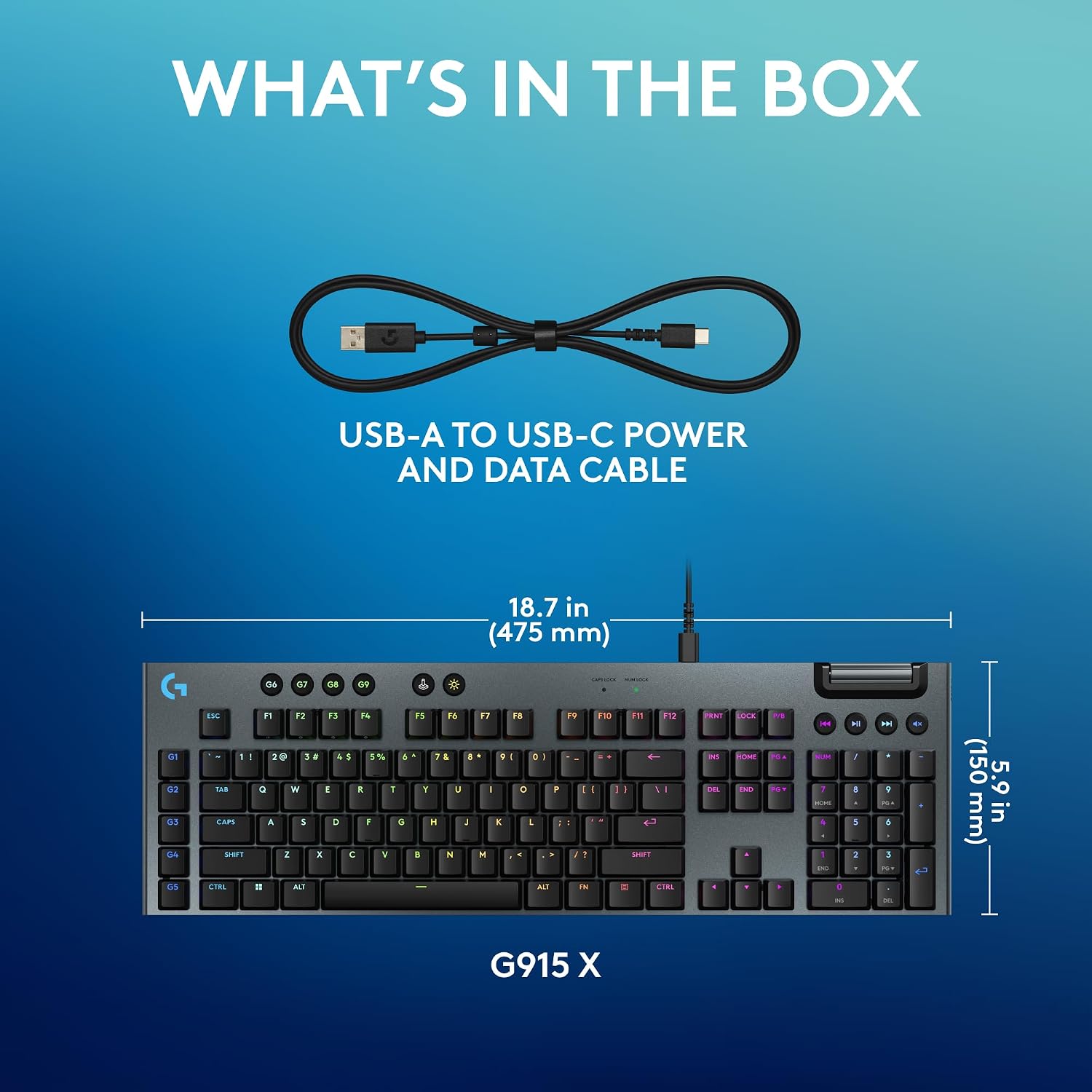 Logitech G915 X Wired Gaming Keyboard (Linear)- Black - Image 10