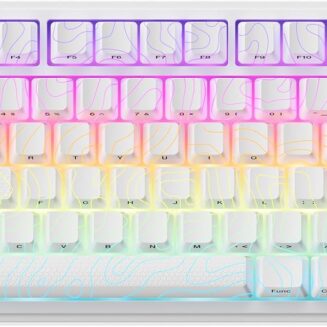 XVX M75 Wireless Gaming Mechanical Keyboard,75% Layout with Knob and IMD Topographic Keycaps,BT5.0/2.4GHz/USB-C,Hot Swappable Creamy Switches, Gasket Structure,RGB Backlit Keyboard for Win/Mac,White