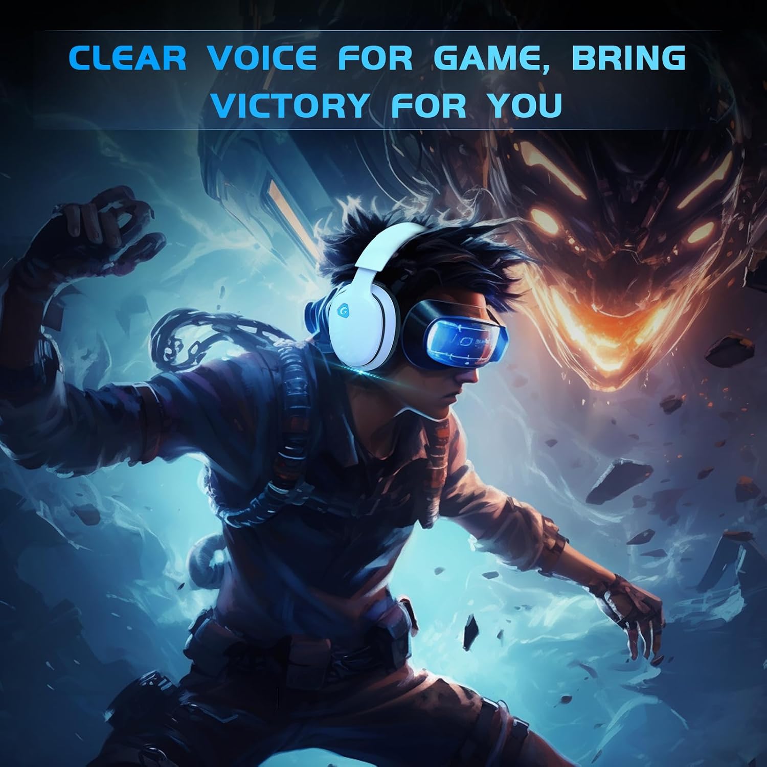 2.4GHz Wireless Gaming Headset for PS5, PS4 Fortnite & Call of Duty/FPS Gamers, PC, Nintendo Switch, Bluetooth 5.3 Gaming Headphones with Noise Canceling Mic, Stereo Sound, 40+Hr Battery -White - Image 7
