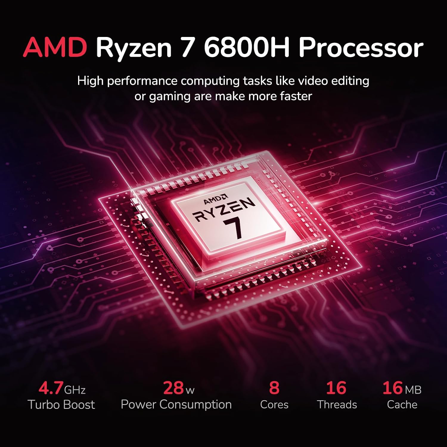 NIMO 15.6" IPS FHD-Gaming-Laptop, 8 Cores AMD Ryzen 7 6800H 32GB DDR5 RAM 1TB SSD (Beat Intel i7-12700H, Up to 4.7GHz) AMD Radeon 680M GPU-Computer with 100W Type-C Backlit Keyboard - Image 3