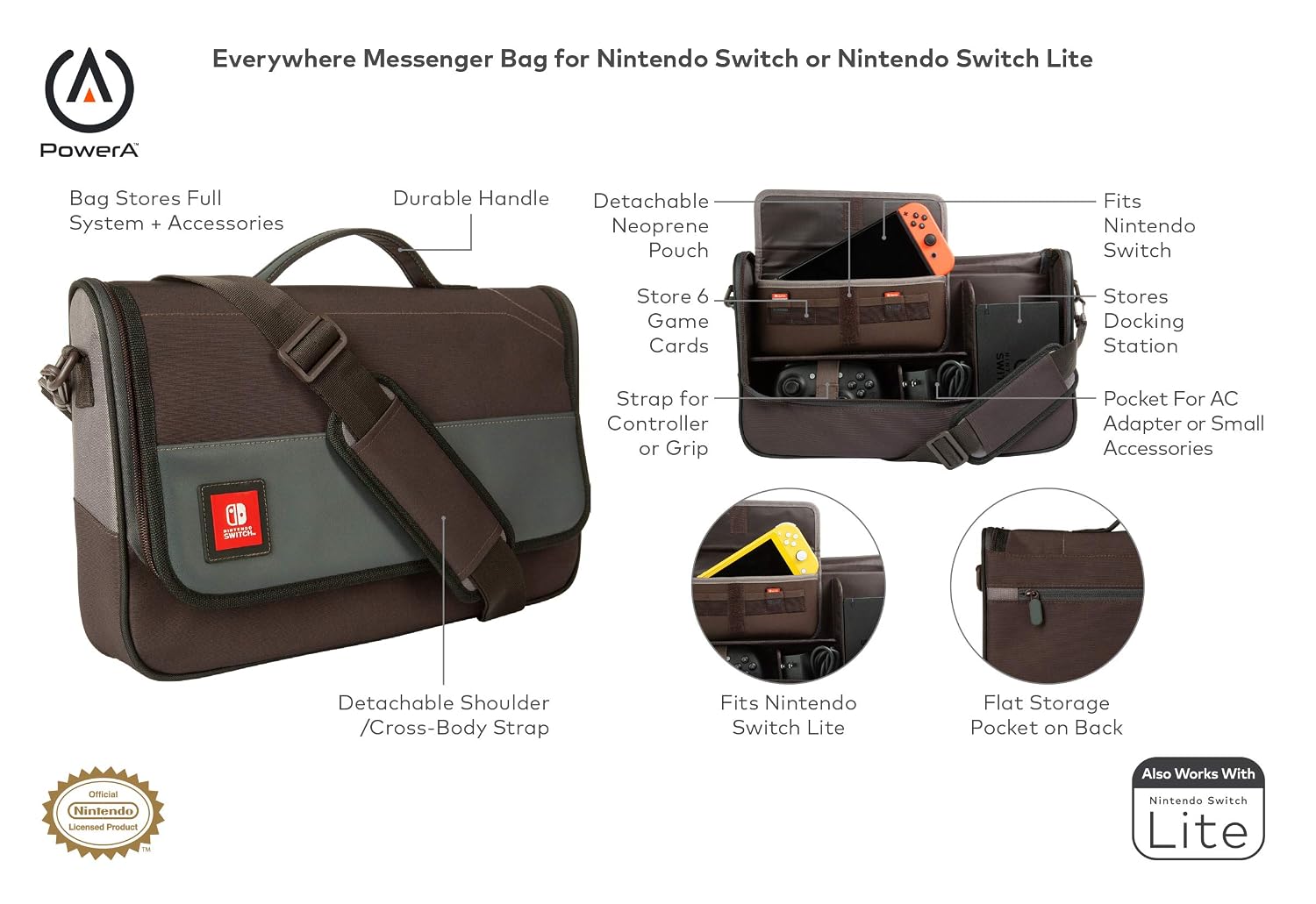 PowerA Everywhere Messenger Bag for Nintendo Switch or Nintendo Switch Lite - Image 4