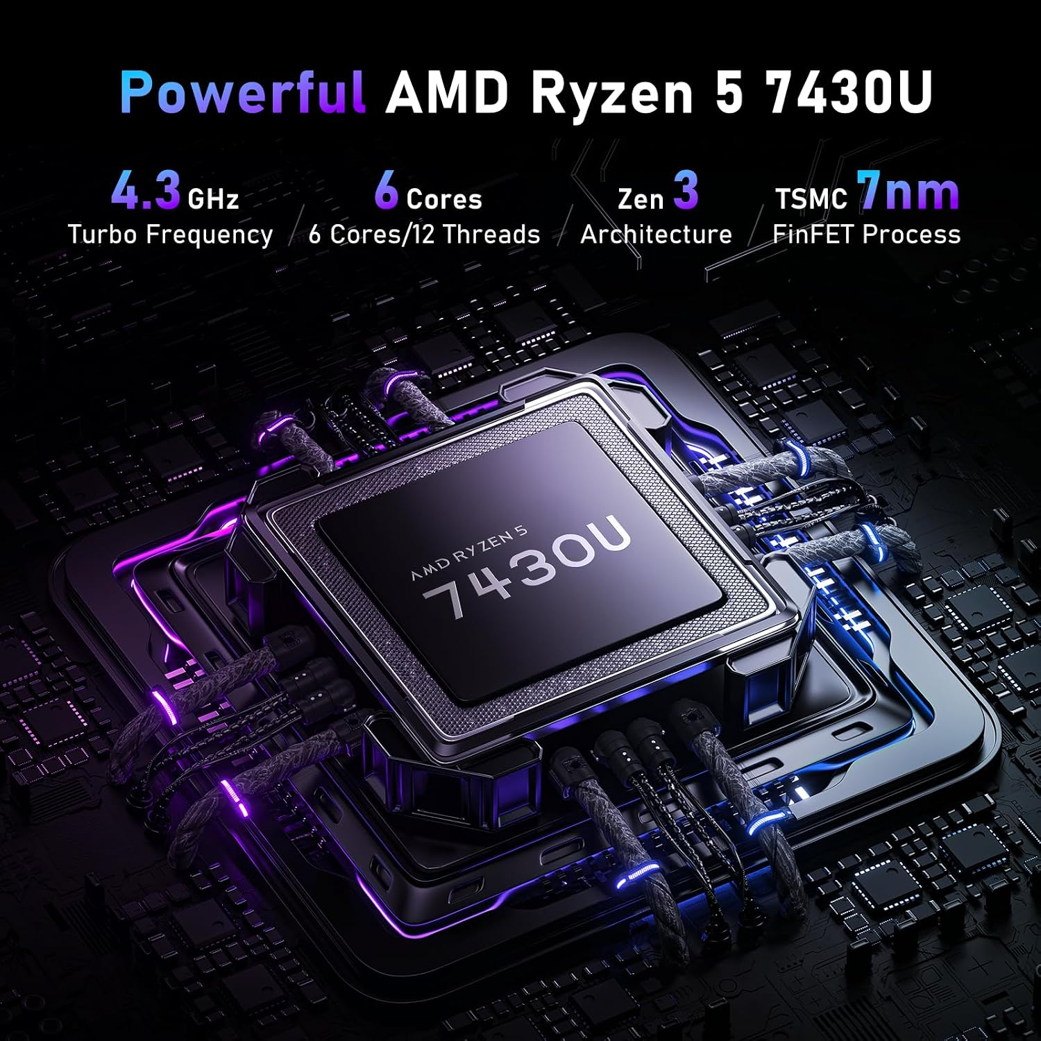 NAIKLULU Gaming Laptop,15.6 Inch Laptop Computer,16GB RAM 1TB SSD,AMD Ryzen 5 7430U (up to 4.3Ghz,Beat 5700U),AMD Radeon Graphics,15.6”FHD 1920 * 1080 Display,WiFi 5,BT5.0,Backlit Keyboard - Image 3