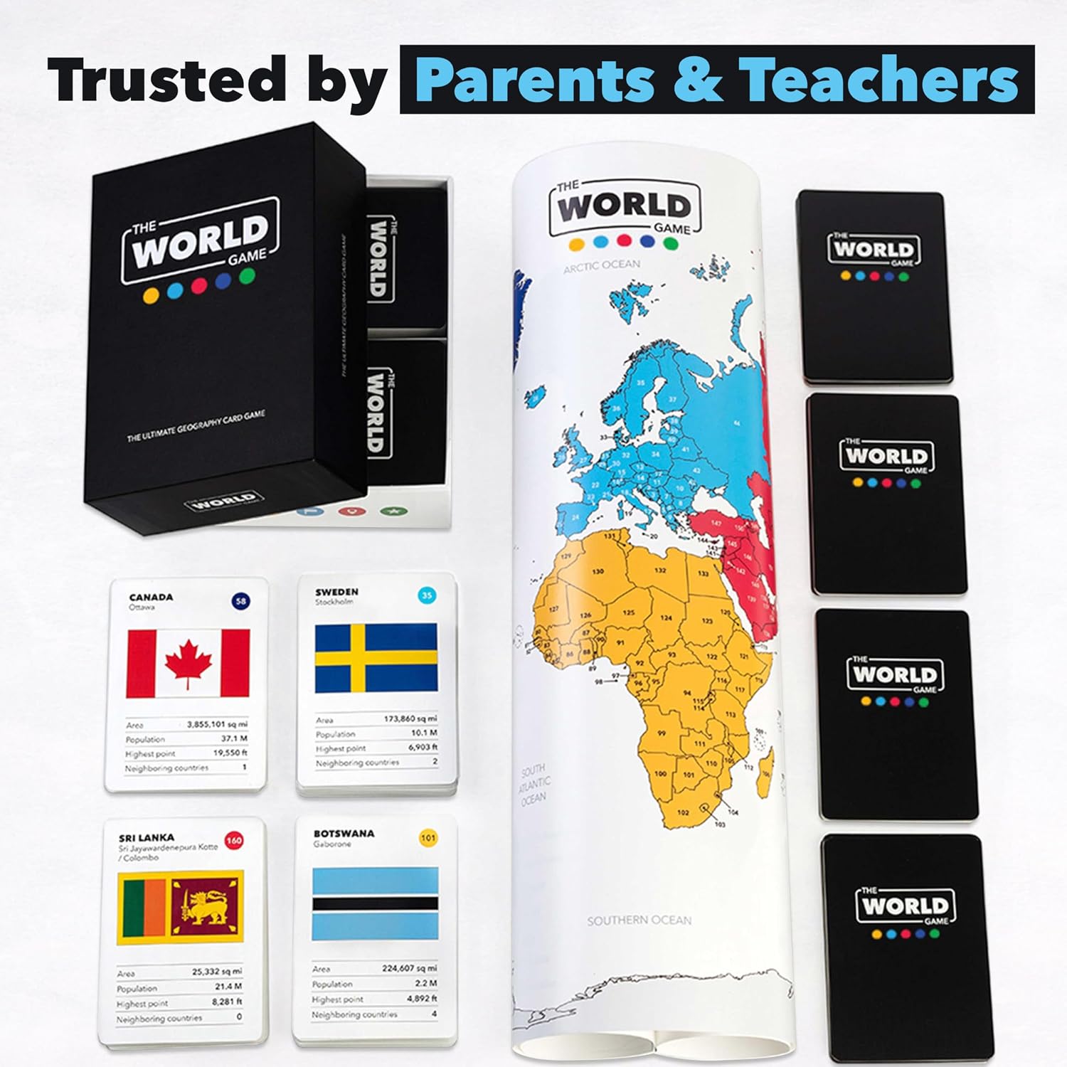 The World Game - Geography Card Game - Educational Games for Kids, Family and Adults - Cool Learning Gift Idea for Teenage Boys & Girls 8-12 with Map - Image 4