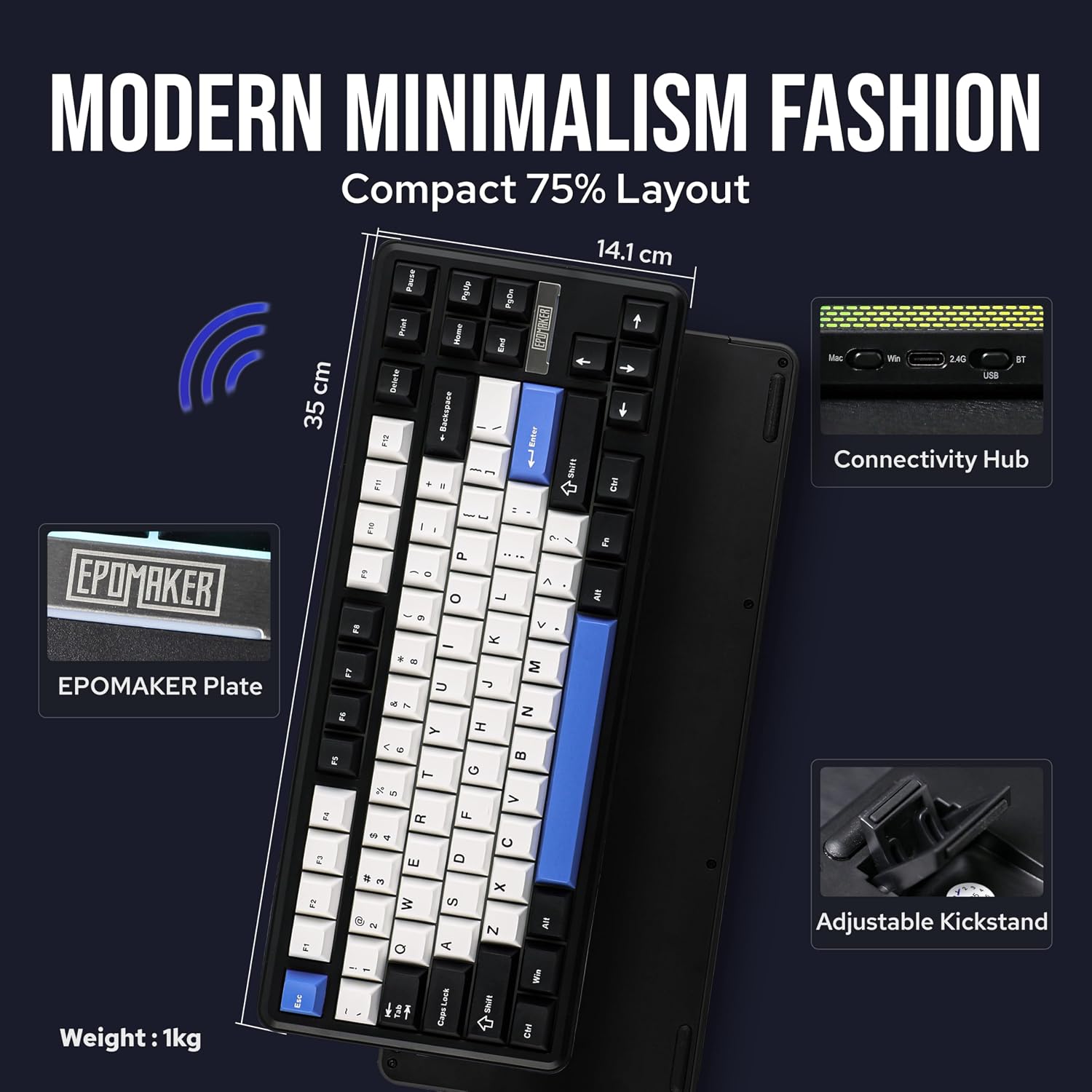 EPOMAKER TH85 QMK/VIA Wireless Gaming Keyboard, BT5.0/2.4GHz/USB-C - Image 7