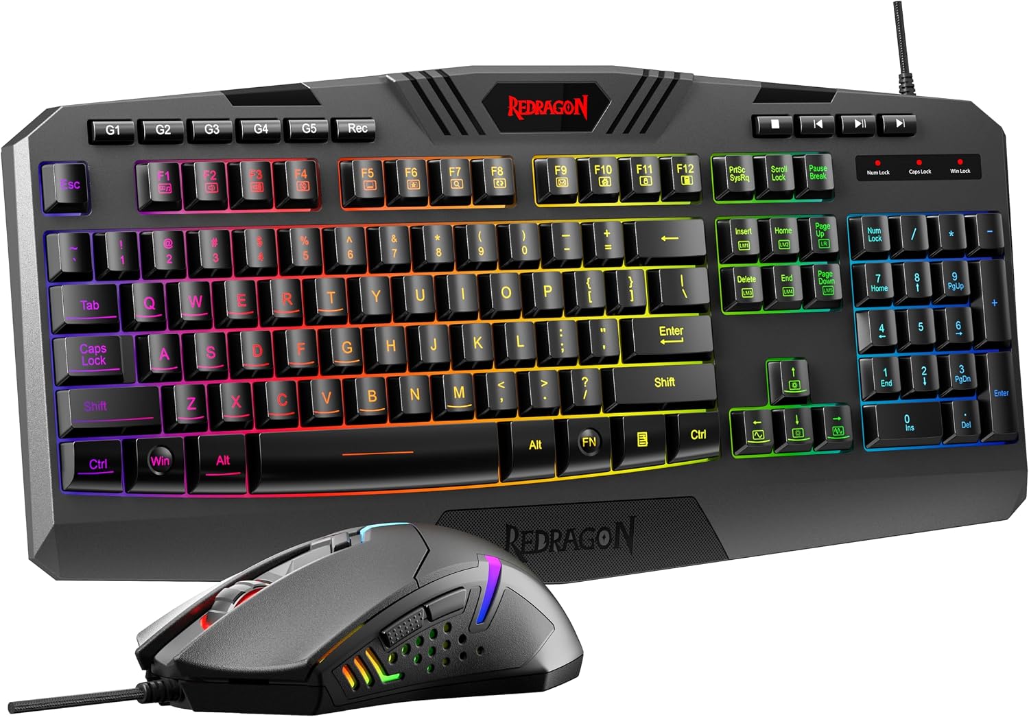 Redragon S101-3 PRO Gaming Keyboard and Mouse, RGB Backlit Programmable Keyboard Mouse with Software, Independent Macro Record Keys, Value Combo Set, New Update Version