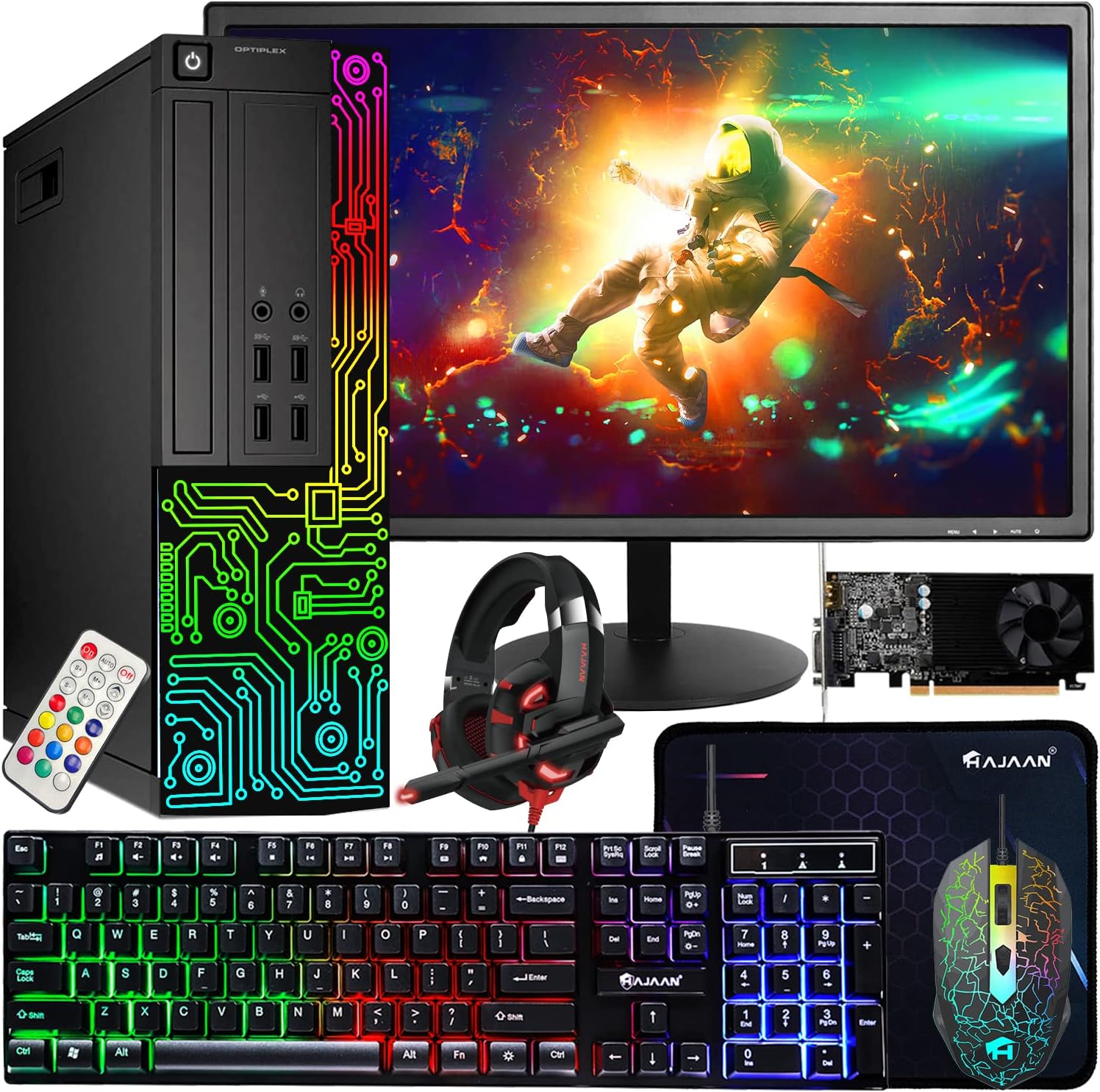 Dell Gaming OptiPlex Desktop RGB Computer PC, Intel Core i7, GeForce GT 1030 2GB GDDR5, 16GB RAM, 512GB SSD, 24 Inch HDMI Monitor, Keyboard Mouse and Headset, WiFi, Windows 11 Pro (Renewed) | Gaming Computer PC, i7 up to 3.6GHz,WiFi, ARGB, 4K Support,HDMI,DVI,Windows 11 Pro, Home or Office PC