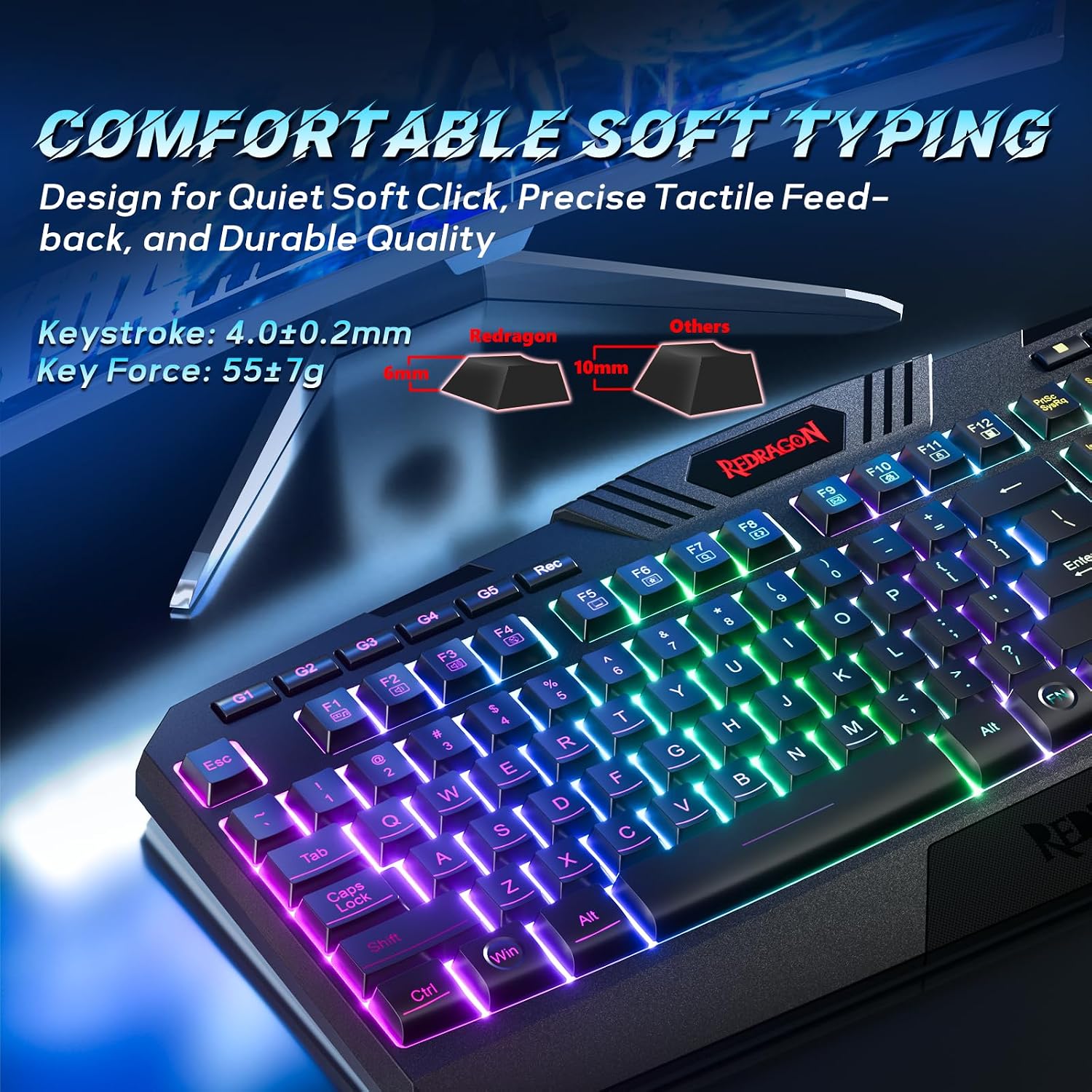 Redragon S101-3 PRO Gaming Keyboard and Mouse, RGB Backlit Programmable Keyboard Mouse with Software, Independent Macro Record Keys, Value Combo Set, New Update Version - Image 4